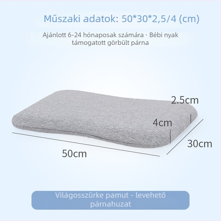 Gyermekeknek készült természetes latex párna — 100% pamut huzat, űrlény alakú, latex tartalom 90%+
