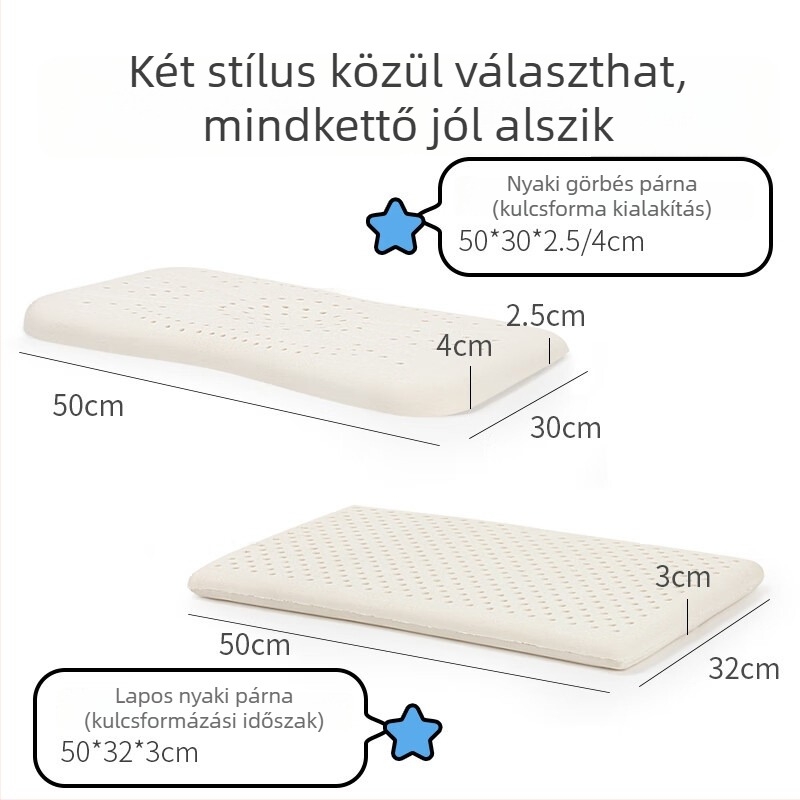 Gyermekeknek készült természetes latex párna — 100% pamut huzat, űrlény alakú, latex tartalom 90%+