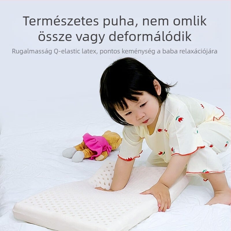 Gyermekeknek készült természetes latex párna — 100% pamut huzat, űrlény alakú, latex tartalom 90%+