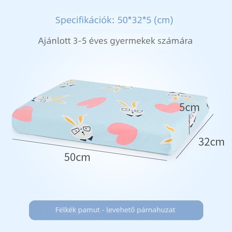 Gyermekeknek készült természetes latex párna — 100% pamut huzat, űrlény alakú, latex tartalom 90%+
