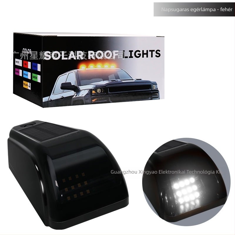 Napelemes kabinjelző fény tetőre – 12 LED, 5W, 12V, 500 lm, ABS