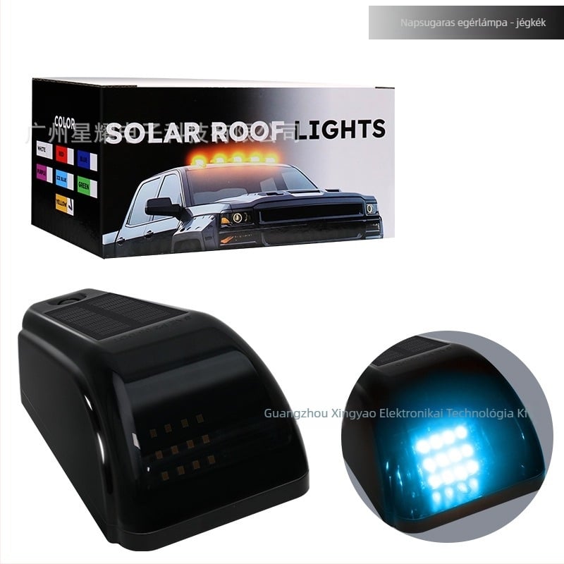 Napelemes kabinjelző fény tetőre – 12 LED, 5W, 12V, 500 lm, ABS