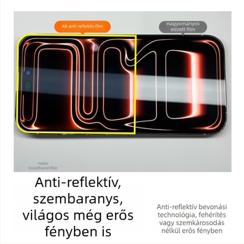 iPhone 17 Pro Max anti-reflektív puha képernyővédő fólia, csökkenti a fényvisszaverődést