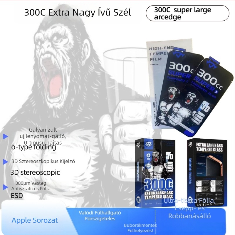 Edzett üveg kijelzővédő az iPhone 14 Pro Maxhoz — HD tisztaság, ultra ívelt szélek, teljes lefedettség, porálló, érintésnyom-mentes, ütésálló, magánélet-védelem, elektroplatinált él