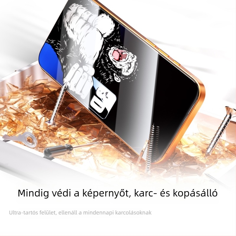 Edzett üveg kijelzővédő az iPhone 14 Pro Maxhoz — HD tisztaság, ultra ívelt szélek, teljes lefedettség, porálló, érintésnyom-mentes, ütésálló, magánélet-védelem, elektroplatinált él