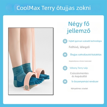 CoolMax ötujjú zokni férfiaknak – rövid vádli, gyorsan száradó, varrat nélküli ujjak, egytűs kötés
