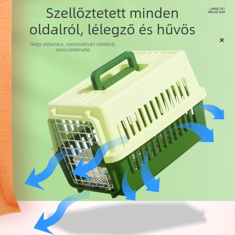 Műanyag háziállat szállító, 48L, Cartoon mintázat, macska és kutya szállítására
