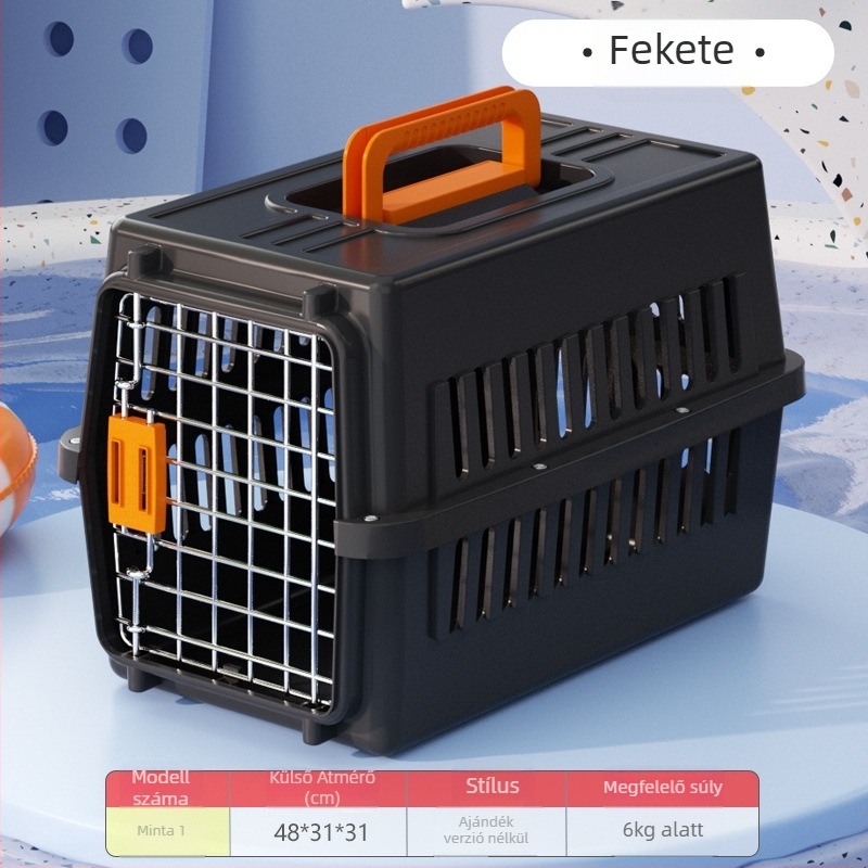Műanyag háziállat szállító, 48L, Cartoon mintázat, macska és kutya szállítására