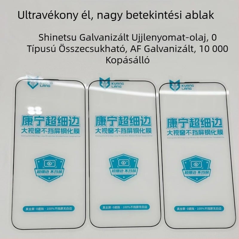 iPhone 17 Pro Max, 17 Pro és 17 Air számára edzett üvegből készült teljes képernyős védő — ultra vékony peremek, nem takarja a kamerát