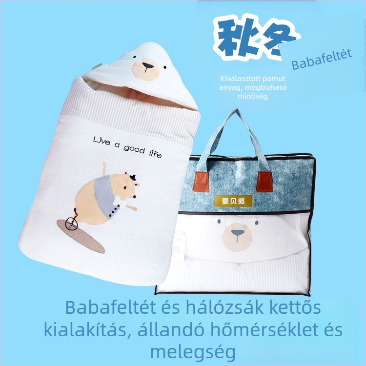 Kétfunkciós babaölelő kendő és hálózsák cipzárral, pamut töltettel, újszülötteknek, tavasszal, ősszel és télen, vastag és meleg