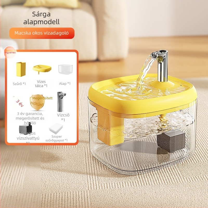 Macska automata ivóvízforrás állandó hőmérsékletű melegítéssel, PP anyag