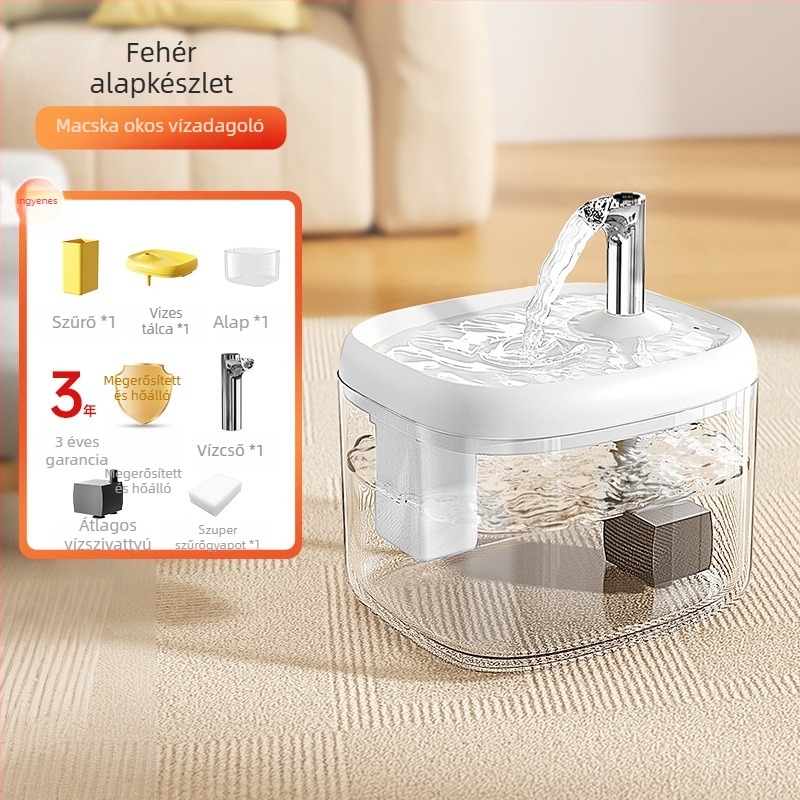 Macska automata ivóvízforrás állandó hőmérsékletű melegítéssel, PP anyag