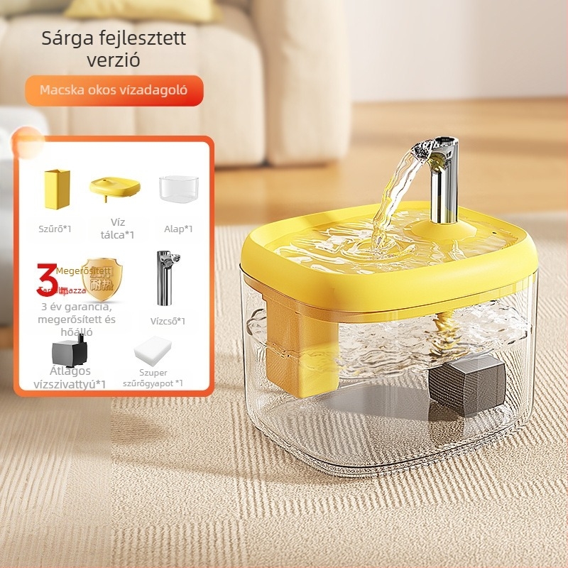 Macska automata ivóvízforrás állandó hőmérsékletű melegítéssel, PP anyag