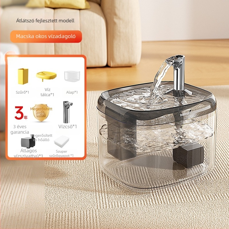 Macska automata ivóvízforrás állandó hőmérsékletű melegítéssel, PP anyag