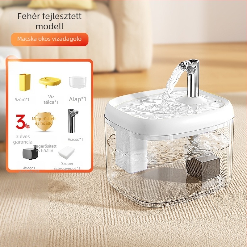 Macska automata ivóvízforrás állandó hőmérsékletű melegítéssel, PP anyag