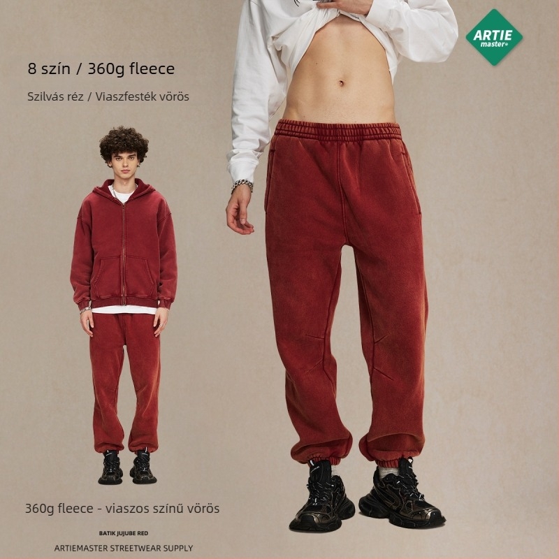 ArtieMaster férfi Batik fleece-béléses sportnadrág, laza szabású, középmagas derekú, 52% pamut, 360 g, tél 2023