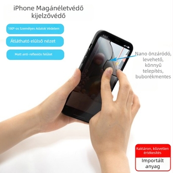 iPhone 17 sorozat előlapos magánéletvédő fólia nano-adhézióval — anti-figyelés, anti-ujjlenyomat, matt felület, kékfény védelem