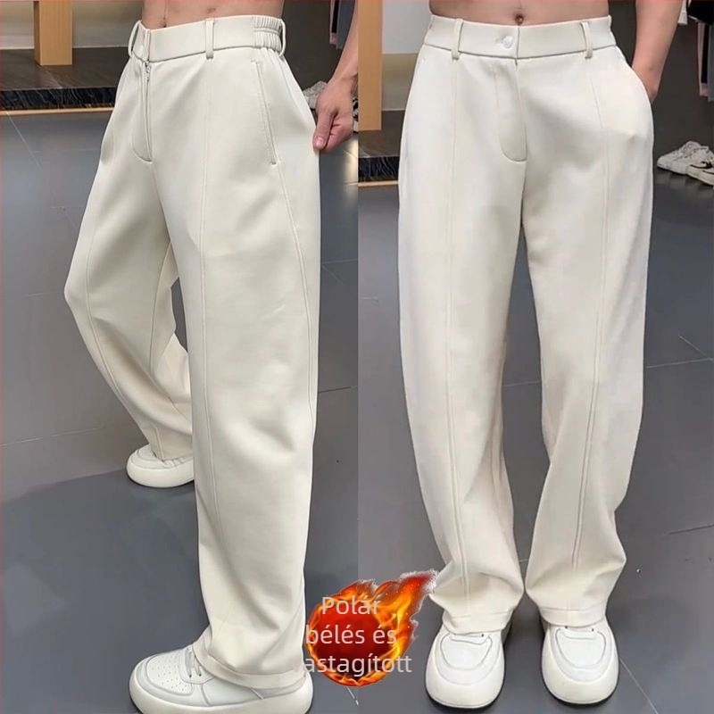 Férfi egyenes szabású sportnadrág velúr Cupro szálból, vastag anyag, mikroelasztikusság, középmagas derék, egyenes szár (2025 tavasza)