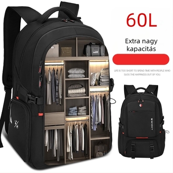 Utazó hátizsák, vízálló, 56–75L kapacitás, Oxford anyag, ívelt vállpánt