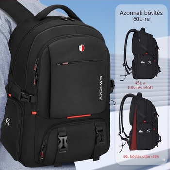 Utazó hátizsák, vízálló, 56–75L kapacitás, Oxford anyag, ívelt vállpánt