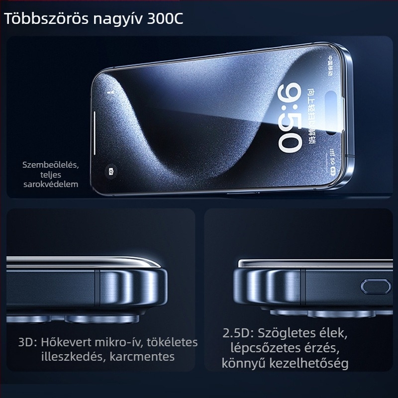 Edzett üveg képernyővédő iPhone-hoz — HD teljes kijelző, ütés- és porálló, anti-fingerprint, ön-helyreállító, kompatibil az iPhone 12/13/14/11 Pro Max