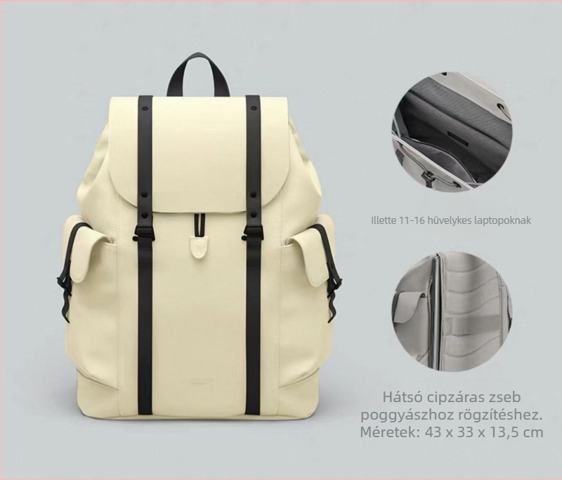 Vízálló PU anyagú laptop hátizsák, ergonómikus hátsó panel, uniszex dizájn, kapacitás 20L alatt, laptop zseb.