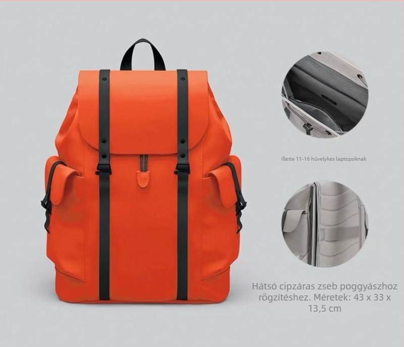 Vízálló PU anyagú laptop hátizsák, ergonómikus hátsó panel, uniszex dizájn, kapacitás 20L alatt, laptop zseb.