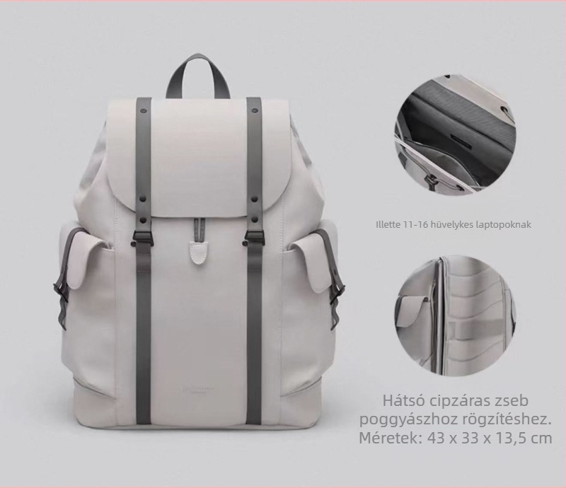 Vízálló PU anyagú laptop hátizsák, ergonómikus hátsó panel, uniszex dizájn, kapacitás 20L alatt, laptop zseb.