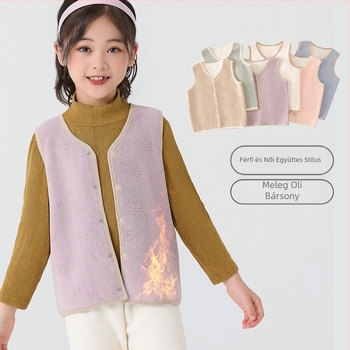 Gyerekeknek készült vastagított pamut–poliészter keverék mellény, kardigán-stílus, rajzfilm mintával, őszi viselet, 3–8 éves lányoknak
