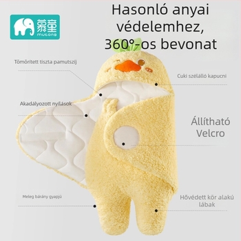 Újszülött takaró lambswool anyagból, téli használatra, 100% poliészter töltet, cartoon mintázat, 0–1 éveseknek