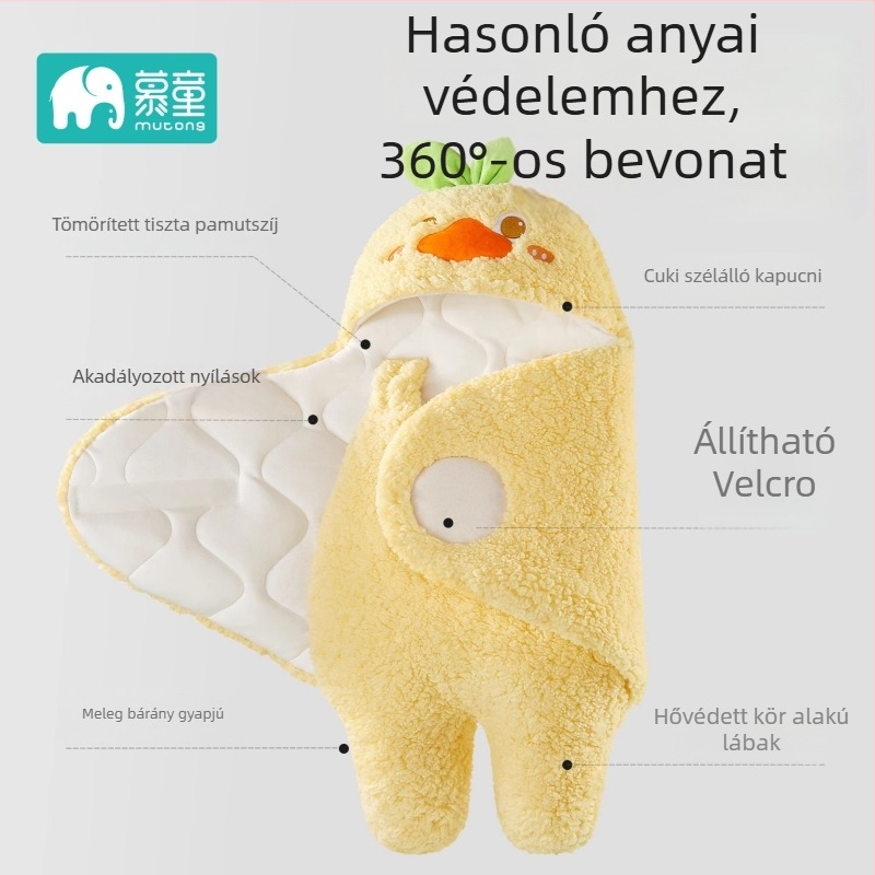 Újszülött takaró lambswool anyagból, téli használatra, 100% poliészter töltet, cartoon mintázat, 0–1 éveseknek