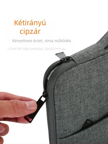 Nagy kapacitású laptoptáska, vízálló, ütésálló, vastag velúr belsővel, poliészter