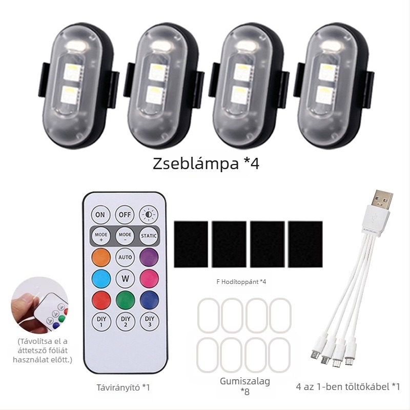 Vezeték nélküli LED fény drónokhoz és járművekhez — univerzálisan kompatibil, 12V, 5W, LED 5050, 6500K