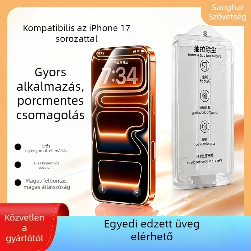 Xishang edzett üveg képernyővédő az iPhone 17 sorozathoz, anti-reflektív, anti-ujjlenyomat