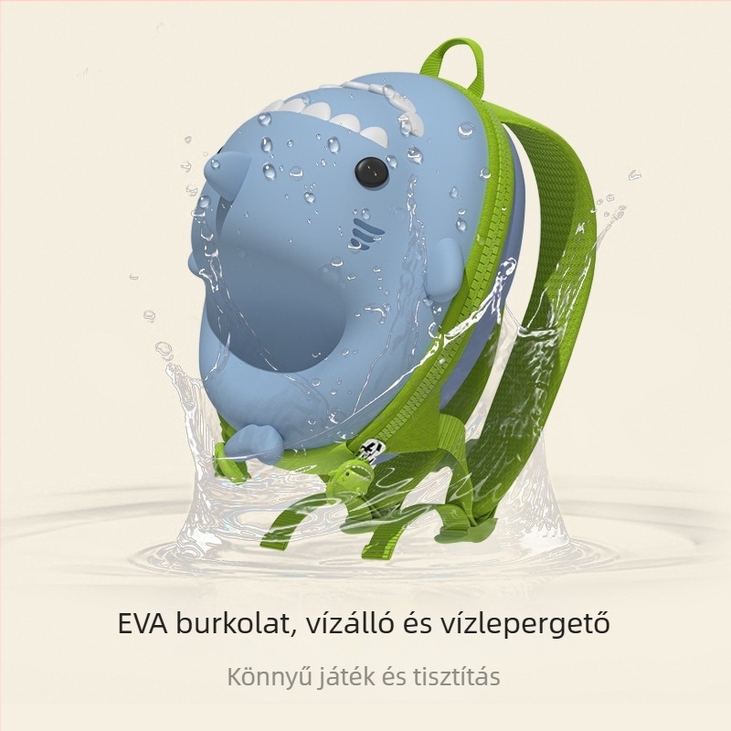 Cápa mintájú gyerek hátizsák EVA anyagból, vízálló, aranyos rajzfilm dizájn, CHEDOIR, iskolai használatra