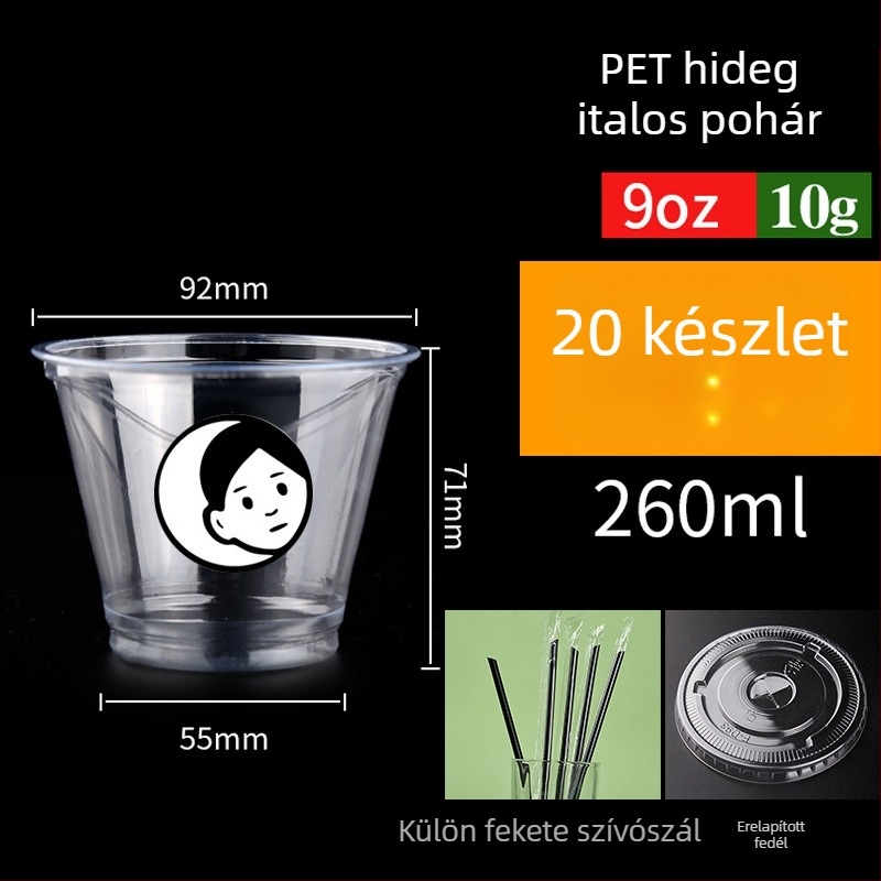 Egyszer használatos PET pohár tej- és kávéitalokhoz, 301–400 ml, átlátszó, szivárgásmentes, logónyomás és testreszabás elérhető