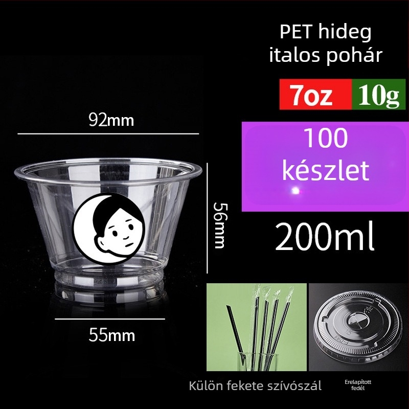 Egyszer használatos PET pohár tej- és kávéitalokhoz, 301–400 ml, átlátszó, szivárgásmentes, logónyomás és testreszabás elérhető