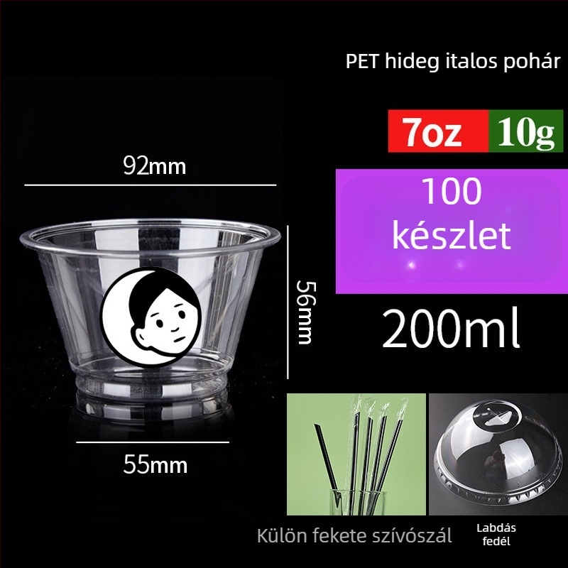 Egyszer használatos PET pohár tej- és kávéitalokhoz, 301–400 ml, átlátszó, szivárgásmentes, logónyomás és testreszabás elérhető