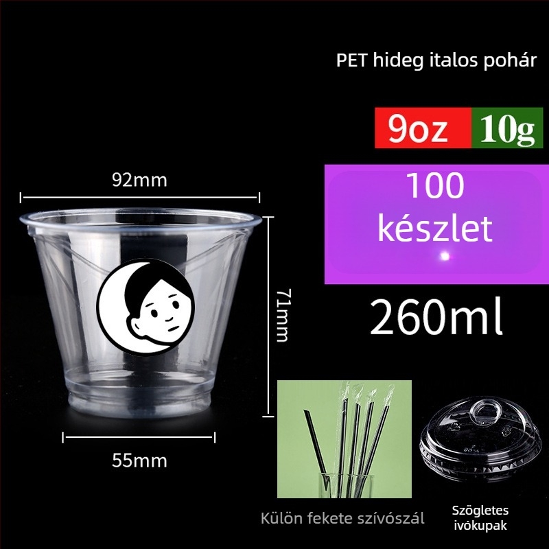 Egyszer használatos PET pohár tej- és kávéitalokhoz, 301–400 ml, átlátszó, szivárgásmentes, logónyomás és testreszabás elérhető