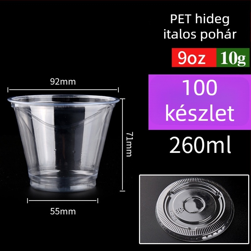 Egyszer használatos PET pohár tej- és kávéitalokhoz, 301–400 ml, átlátszó, szivárgásmentes, logónyomás és testreszabás elérhető