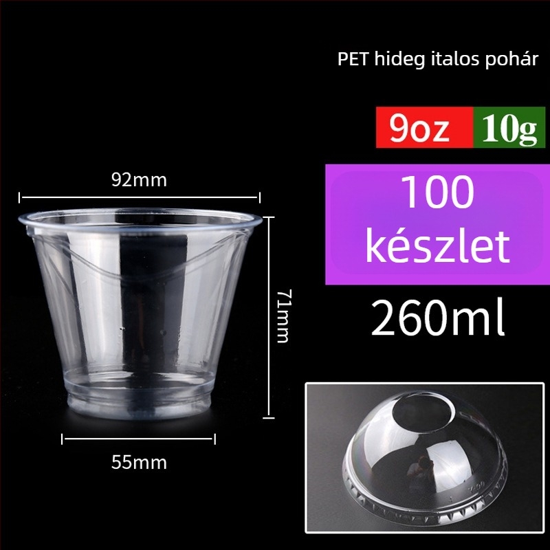 Egyszer használatos PET pohár tej- és kávéitalokhoz, 301–400 ml, átlátszó, szivárgásmentes, logónyomás és testreszabás elérhető