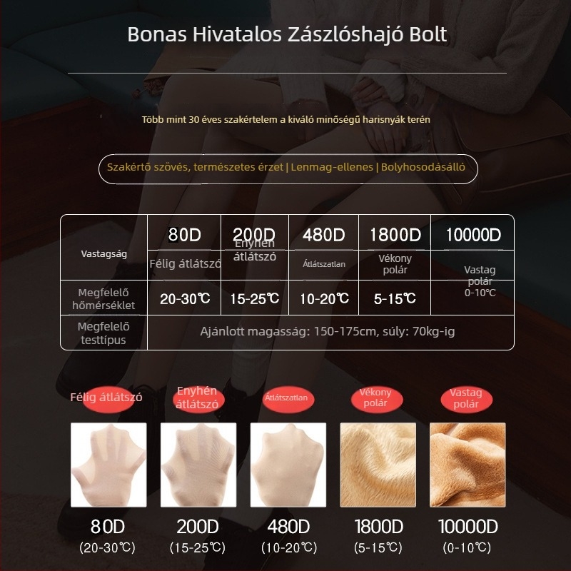 Baonasi 80D tavasz-ősz harisnyák Velúr felülettel, áttetsző nude árnyalat, fekete, formázó és lift hatás