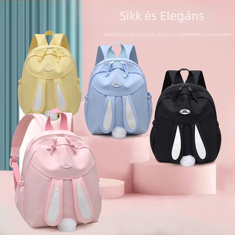 Uniszex nylon iskolatáska görbült vállpántokkal, játékos aranyos stílus (Nylon; poliészter bélés; görbült vállpántok; Unisex; Tavasz 2025)