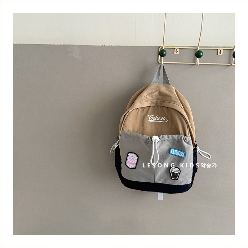 Gyerekeknek való vászon hátizsák – Nagy kapacitás, Uniszex, Légpárnás vállpántok, Betűmintázat