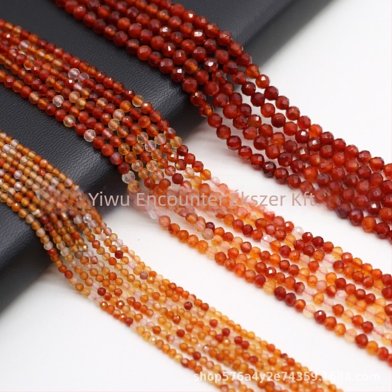 Fasetált kör alakú achát gyöngyök egyenes lyukakkal, félkő ékszerkészítéshez