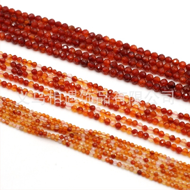 Fasetált kör alakú achát gyöngyök egyenes lyukakkal, félkő ékszerkészítéshez