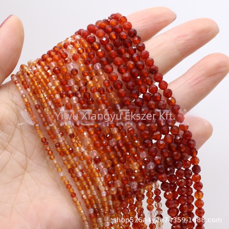 Fasetált kör alakú achát gyöngyök egyenes lyukakkal, félkő ékszerkészítéshez