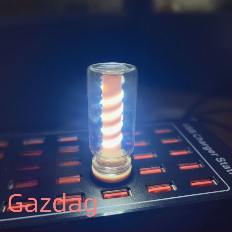 USB éjjeli lámpa érintéses vezérléssel - spirálminta, kerámia LED üveg, kompakt romantikus hangulatvilágítás az éjjeliszekrényre/autóba (1W, 0.3A)