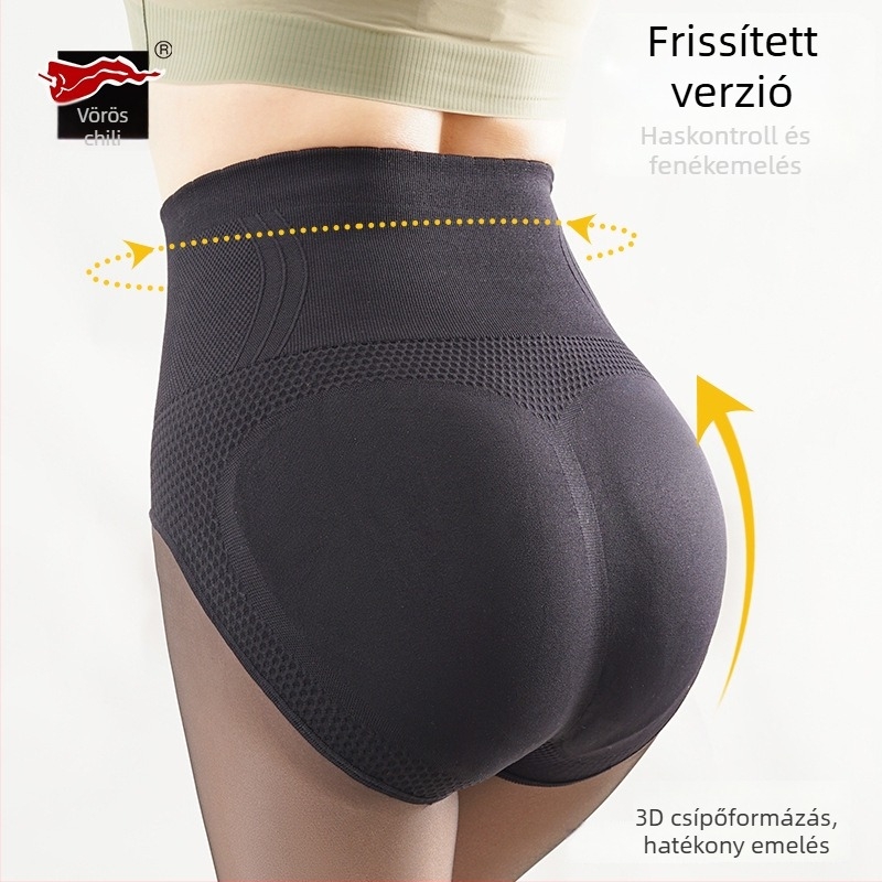 Női fekete átlátszó leggings őszi-téli szezonra, deréktáji formázás és csípőemelés