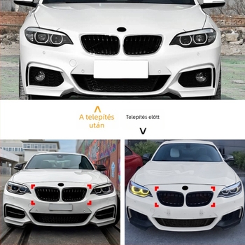 BMW 2 Series F22/F23 2014-2019 Függőleges Hűtőmaszk Elülső Lökhárítóhoz, ABS Műanyag, Kompatibilis F22/F23, Alkatrész-szám 1364 (egyszeres / kétsoros vonal), Márka Amp-z